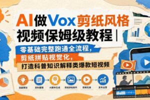 AI做Vox剪纸风格视频保姆级教程｜零基础完整跑通全流程，剪纸拼贴视觉化，打造科普知识解释类爆款短视频