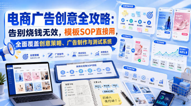 电商广告创意全攻略：告别烧钱无效，模板SOP直接用，全面覆盖创意策略、广告制作与测试系统【原创双语字幕】