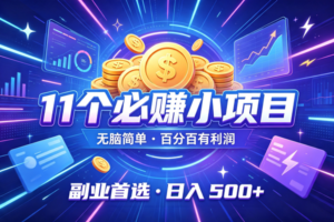 （19867期）11个必赚的小项目，无脑简单，百分百有利润，副业的首选，日入500+