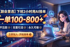 （20243期）下班2小时用AI接单，一单100-800+，不压款，无需引流，永久可做