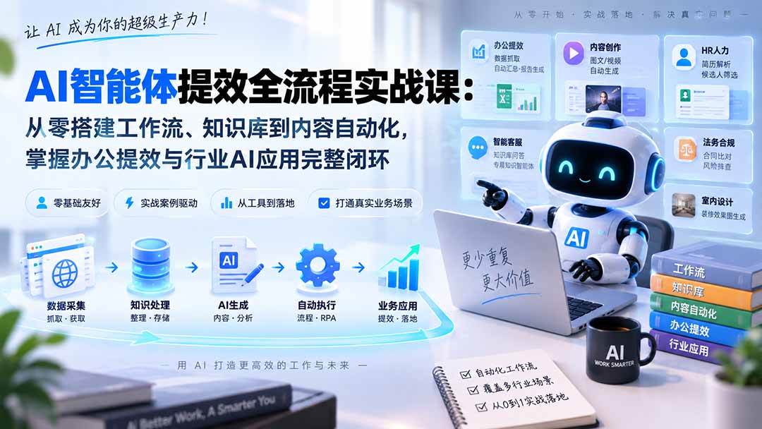 （20260期）AI智能体提效全流程实战课：从零搭建工作流、知识库到内容自动化，掌握办公提效与行业AI应用完整闭环