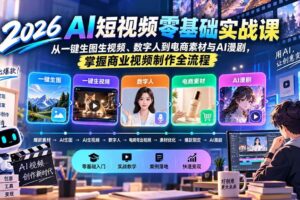 （20263期）2026AI短视频零基础实战课：从一键生图生视频、数字人到电商素材与AI漫剧，掌握商业视频制作全流程