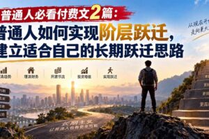 （20262期）普通人必看付费文2篇：普通人如何实现阶层跃迁，建立适合自己的长期跃迁思路
