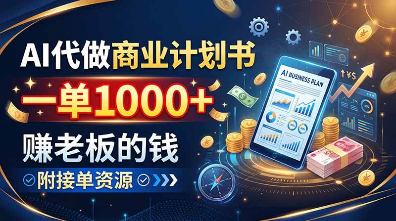 （20303期）AI代做商业计划书，一单1000+，赚老板的钱，附接单资源
