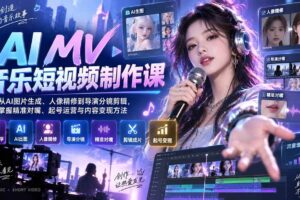 （20364期）AI MV音乐短视频制作课：从AI图片生成、人像精修到导演分镜剪辑，掌握精准对嘴、起号运营与内容变现方法