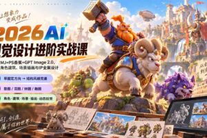 (20425期)2026AI视觉设计进阶实战课-更新:学习MJ+PS香蕉+GPT Image 2.0,完成角色建筑、场景插画与IP全案设计