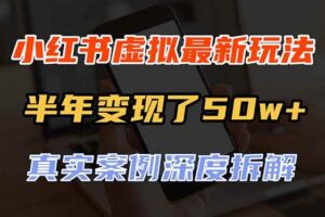 (20432期)小红书虚拟资料最新玩法,半年变现了50w+,真实案例深度拆解,可复制可批量