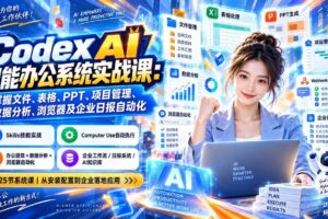 （20446期）Codex AI智能办公系统实战课：掌握文件、表格、PPT、项目管理、数据分析、浏览器及企业日报自动化