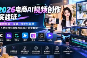 （20466期）2026电商AI视频创作实战班：掌握剪映、海螺、可灵与即梦，从人物替换到营销视频成片完整教学