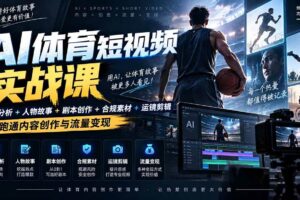 （20515期）AI体育短视频赛道顶级玩法｜赛道分析+人物故事+剧本创作+版权处理+运镜剪辑，跑通流量变现-日赚1K+