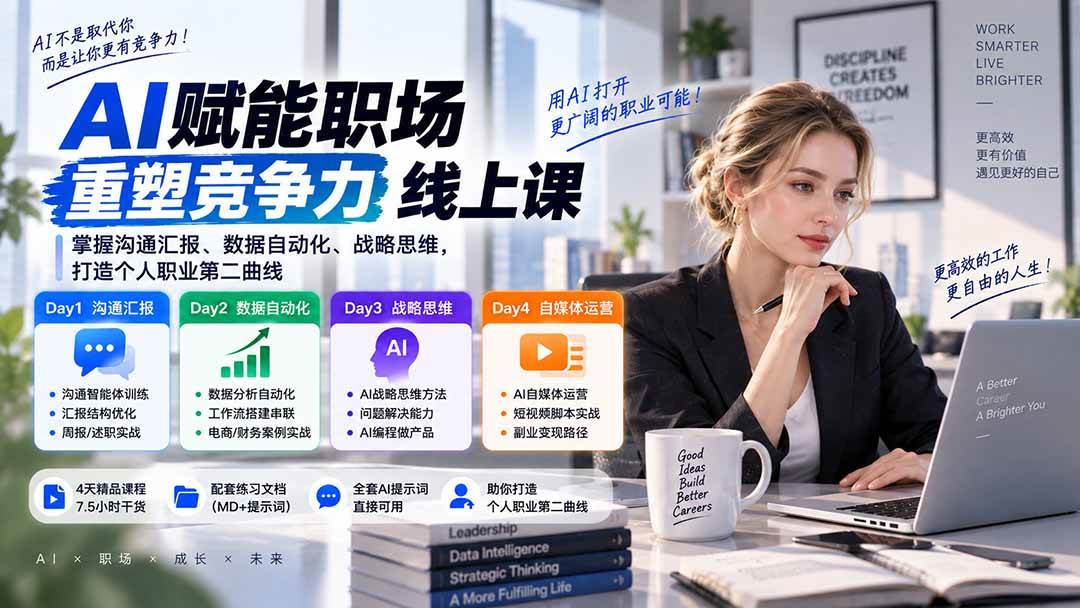 （20531期）AI职场提效与第二曲线实战课-无水印：学习沟通汇报、数据工作流和战略思维，掌握AI编程做产品及自媒体运营方法