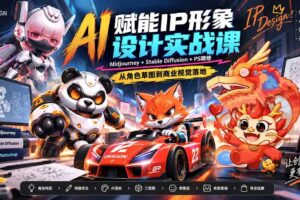 (20552期)AI赋能IP形象设计实战课-无水印:Midjourney+Stable Diffusion+PS精修,从角色草图到商业视觉落地