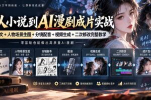 (20577期)从小说到AI漫剧成片实战:写文+人物场景生图+分镜配音+视频生成+二次修改完整教学