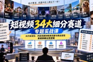 (20600期)短视频34大细分赛道专题实战课:从行业定位、内容选题到精准流量与商业变现,系统拆解运营逻辑