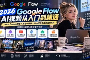 （20608期）【无水印】Google Flow AI视频从入门到精通：Nano Banana图像+角色一致性+Veo视频生成全流程实战-精翻中英字幕