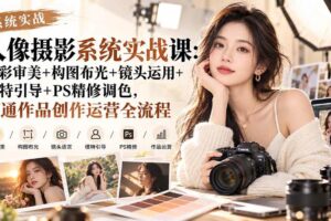 （20623期）【无水印】人像摄影系统实战课：色彩审美+构图布光+镜头运用+模特引导+PS精修调色，打通作品创作运营全流程