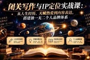 （20634期）闭关写作与IP定位实战课：从人生经历、天赋热爱到内容表达，搭建独一无二个人品牌体系