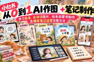 （20655期）2026小红书AI内容创作从0到1：学习条漫、古诗词图片、绘本启蒙书制作及爆款笔记运营完整方法