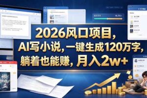 （20653期）2026 风口项目，AI 写小说，一键生成 120 万字，躺着也能赚，月入 2w +