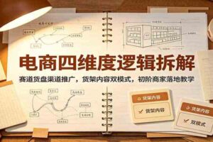电商四维度逻辑拆解：赛道货盘渠道推广，货架内容双模式，初阶商家落地教学