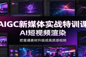 AIGC新媒体实战特训课：工具入门实操，AI短视频渲染，数字人商业视频制作