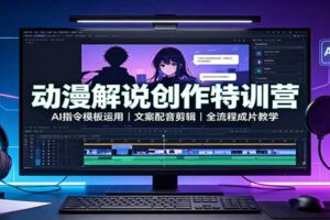动漫解说创作特训营:AI指令模板运用,文案配音剪辑,全流程成片教学