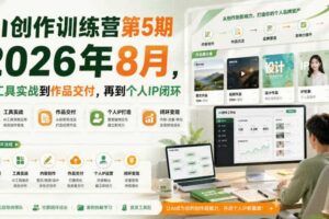 AI创作训练营第5期2026年8月,从工具实战到作品交付,再到个人IP闭环(更新0904)