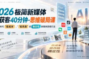 2026极简新媒体IP获客40分钟-思维破局课，解锁Ai时代“低成本”、“低风险”的确定性新媒体获客打法