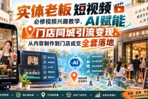 实体老板短视频必修视频兴趣教学，AI赋能门店同城引流变现，AI+短视频+直播打爆实体客流量