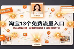 淘宝13个免费流量入口：新品破零起量，获取带图好评，流量组合打法