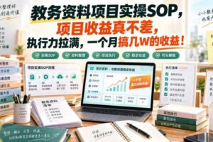 教务资料项目实操SOP，项目收益真不差，执行力拉满，一个月搞几W的收益