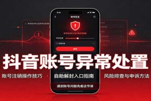 抖音账号异常处置，账号注销操作技巧，自助解封入口