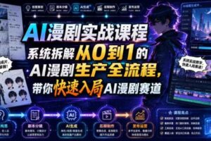AI漫剧实战课程，系统拆解从0到1的AI漫剧生产全流程，带你快速入局AI漫剧赛道（更新）