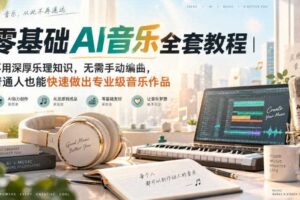零基础AI音乐全套教程｜不用深厚乐理知识，无需手动编曲，普通人也能快速做出专业级音乐作品