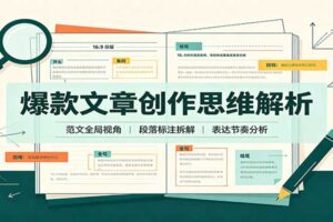 爆款文章创作思维解析：全局视角拆解范文，梳理行文逻辑，搭配真实拆文实操案例