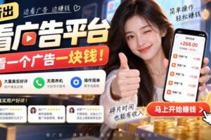 新出看广告平台，看一个广告一块钱，大量真实好评！无需养机、不会黑号，操作简单【揭秘】