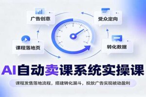 AI自动卖课系统实操课：课程发售落地流程，搭建转化漏斗，投放广告实现被动盈利