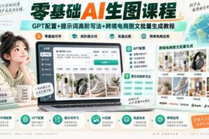 零基础AI生图课程，GPT配置+提示词高阶写法+跨境电商图文批量生成教程