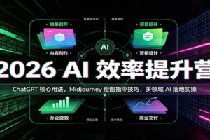 2026 AI效率提升营：ChatGPT核心用法，Midjourney绘图指令技巧，多领域AI落地实操