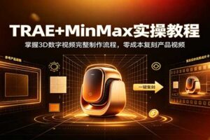 TRAE+MinMax实操教程：3D数字视频完整制作流程，零成本复刻产品视频