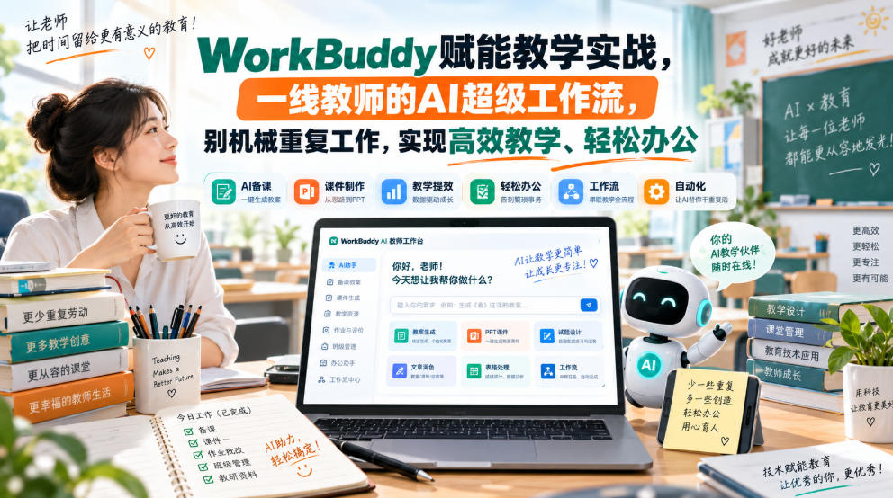 WorkBuddy赋能教学实战，一线教师的AI超级工作流，别机械重复工作，实现高效教学、轻松办公
