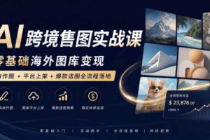 AI跨境售图实战课，零基础海外图库变现，AI作图+平台上架+爆款选图全流程落地