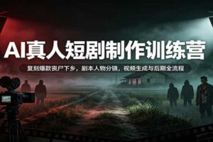 AI真人短剧制作训练营：复刻爆款丧尸下乡，剧本人物分镜，视频生成与后期全流程