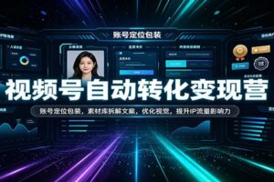 视频号自动转化变现营：账号定位包装，素材库拆解文案，优化视觉，提升IP流量影响力