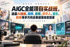 AIGC全能项目实战班，涵盖AI绘画、视频、音频、数字人、音乐、剪映等多方向全赛道落地变现课（更新）