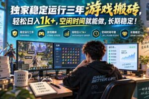 独家稳定运行三年游戏搬砖,轻松日入1k+,空闲时间就能做,长期稳定!【揭秘】