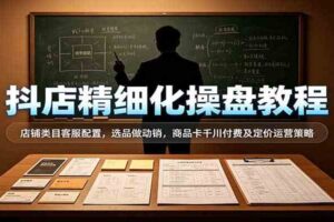抖店精细化操盘教程：店铺类目客服配置，选品做动销，商品卡千川付费及定价运营策略