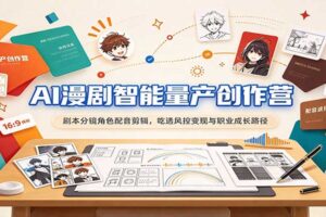 AI漫剧智能量产创作营：剧本分镜角色配音剪辑，吃透风控变现与职业成长路径