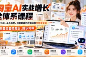 淘宝AI实战增长全体系课程,从AI认知、工具选型、技能封装到店铺运营全场景实操,配套全套技能包、提示词等
