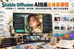 【无水印】Stable Diffusion AI绘画全体系课程，从零基础入门、参数原理、插件控图、模型运用到商业实操、高阶工作流全覆盖
